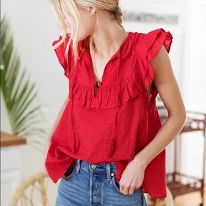 NWT Emerson Fry Antoinette Top in Red Swiss Dots | X-Small
